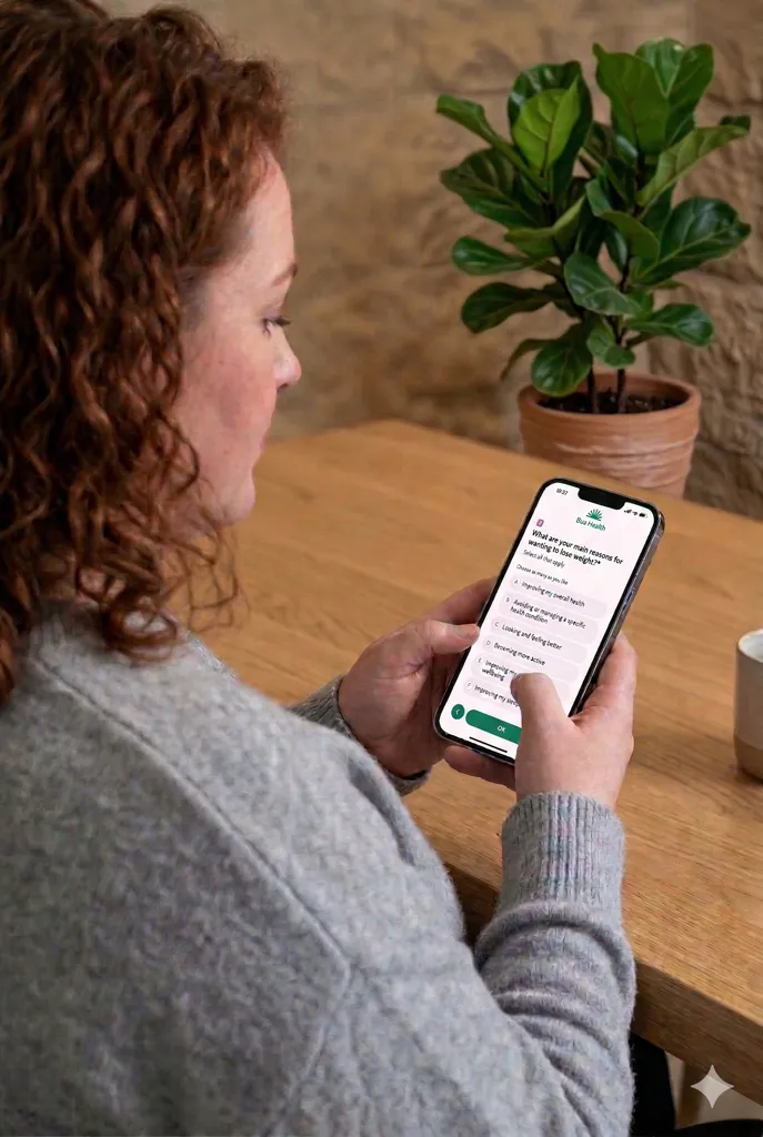 Person completing the Bua Health assessment on their phone